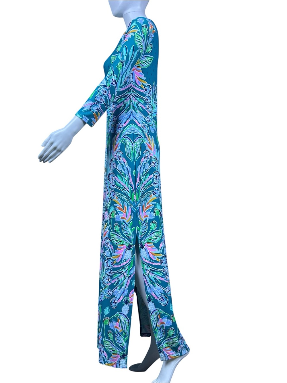 Lilly Pulitzer Seralina Maxi Dress XS Rain Forest UPF 50 Slit Stretch Resort - Picture 9 of 16